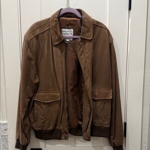 Men's Brown leather Bomber Jacket